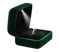 BLUTETE Velvet LED Light Ring Box Jewelry Gift Box Engagement Wedding Proposal (Green)