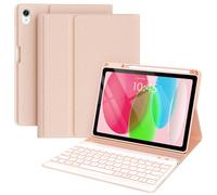 BLUTLOTUS for iPad 11th A16 10th Generation Case with Keyboard - 7 Colors Backlit Wireless Detachable Folio Keyboard Cover with Pencil Holder for iPad 11'' A16 2025 10th Gen 10.9 Inch 2022 (Pink)