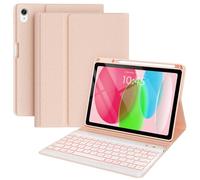 BLUTLOTUS for iPad 11th A16 10th Generation Case with Keyboard - 7 Colors Backlit Wireless Detachable Folio Keyboard Cover with Pencil Holder for iPad 11'' A16 2025 10th Gen 10.9 Inch 2022 (Pink)