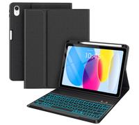 BLUTLOTUS for iPad 11th A16 10th Generation Case with Keyboard - 7 Colors Backlit Wireless Detachable Folio Keyboard Cover with Pencil Holder for iPad 11'' A16 2025 10th Gen 10.9 Inch 2022 (Black)