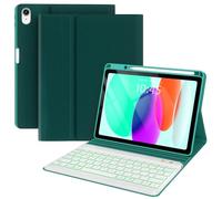 BLUTLOTUS for iPad 11th A16 10th Generation Case with Keyboard - 7 Colors Backlit Wireless Detachable Folio Keyboard Cover with Pencil Holder for iPad 11 inch A16 2025 10th Gen 10.9 Inch 2022 (Teal)