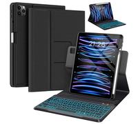 BLUTLOTUS iPad 10.9 Air 5th/4th Gen Case with Keyboard, Pro 11 1st/2nd/3rd/4th, 360° Rotatable Case with Pencil Holder, 7 Color Backlit Wireless Detachable Keyboard Tablet Cover (Black)
