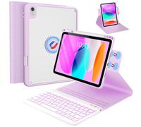 BLUTLOTUS Keyboard Case for iPad 11th Generation (A16) 10th Generation (2025/2022) - 360 Rotatable Magnetic Folio Cover, 7 Color Backlit Detachable Wireless Keyboard with Pencil Holder (Purple)