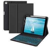 Keyboard case for iPad 5th/6th Generation 2017/2018, 9.7 Inch iPad Air 2 Case with Keyboard, Removable Wireless Backlit Keyboard Detachable, Folio Smart Cover, Tablet Case with Pencil Holder(Black)