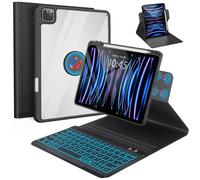 BLUTLOTUS Keyboard Case for iPad Air 11 Air 5th 4th Generation 10.9 inch, Pro 11 1st/2nd/3rd/4th, 360° Rotatable Magnetic Case with Pencil Holder Groove, 7 Color Backlit Wireless Keyboard (Black)