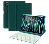 BLUTLOTUS Keyboard Case for iPad Air 13 2024, ipad Pro 12.9 inch 2022/2021/2020 (6th/5th/4th Gen),Smart Folio Tablet Cover with Pencil Holder, 7 Color Backlit Detachable Wireless Keyboard-Teal