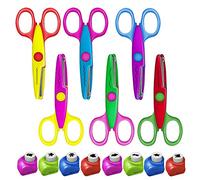 BluVast Craft Scissors Set, Contemporary Style, 6 Pieces Children's Scissors, 8 Pieces Paper Punch Set, Multicoloured, Plastic, Aluminium