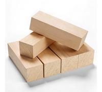 Bluvizo Woodworking Basswood Carving Blocks: 6pcs 15x5x5cm Unfinished Large Bass Wood Blanks for Whittling Craft, Softwood Gift Kit for Beginners Professionals DIY Fun