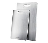 BLUVLY 316 Stainless Steel Cutting Board, Stamped and Brushed, Silver, Rectangular, 46x30cm, Reversible, Chopping Board for Vegetable, Fruit, Meat, Seafood, Cooked Food, Pasta