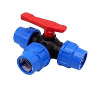 BLUVLY 40mm Three-way Plastic Ball Valve,T-type PE Water Pipe Compression Fitting Connect Valve,Pipe Quick Union Water Flow Switch