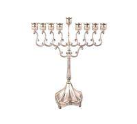 BLUVLY Candle Holders Menorah 9 Branches Gold Silver, Metal Alloy Menorahs Candlestick Holder, Candle Holder For Hanukkah 30×25cm Antique Candlestick Candelabra (Color : Silver)