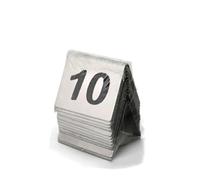 BLUVLY Stainless Steel Tent Style Table Numbers 1-10/25/50/100 Restaurant Digital Number Plate Tabletop Number Stackable, Wedding Birthday Marriage Party Supplies