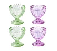 Bluweet Egg Cups Set of 4 Cute Egg Cups Gift Set 4 Pieces Safety Soft Boiled Egg Holder Green Purple Retro Style Glass Breakfast Egg Holder Set