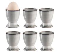Bluweet Egg Cups Set of 6 Egg Holders Egg Stand Porcelain Ceramic cm for Any Breakfast Table Hard and Soft Boiled Eggs Grey 6 Spoons (Y6) (G6)