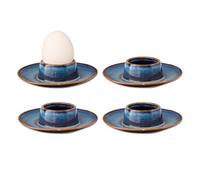 Bluweet Porcelain Egg Cups, Set of 4, Round for Hard and Soft Boiled Eggs, Stackable, Egg Stand, Set of 4, Ceramic, Blue