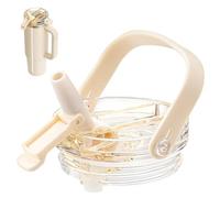 Bluwing 30 oz Flip Straw Lid Replacement for Stanley Quencher H2.0 and ProTour Tumbler, Leak Proof Lid with Detachable Handle for 30 oz Stanley Cup, BPA Free(Cream)