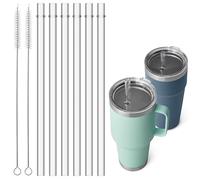 Bluwing 6 Pcs Clear Straws for YETI 25 oz, 26 oz, 35 oz, Simple Modern 24 oz, 30 oz Tumbler, Reusable Tritan Drinking Straws for Smoothies, Milkshake, 2 Straw Brush