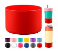 Bluwing Silicone Boot for Owala Kids Water Bottle 14/16 oz, Anti-Slip Protective Sleeve Bottom Protector for Owala Kids Tumbler 12oz, FreeSip 14/16oz(Red)