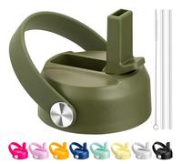 Bluwing Straw Lid for Hydro Flask Wide Mouth, Lids with Straw for Hydroflask 12 16 18 20 32 40 oz Wide Mouth Water Bottles, Replacement Straw Cap (Olive Green