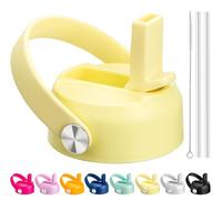 Bluwing Straw Lid for Hydro Flask Wide Mouth, Lids with Straw for Hydroflask 12 16 18 20 32 40 oz Wide Mouth Water Bottles, Replacement Straw Cap(Light Yellow)