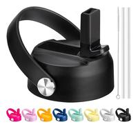 Bluwing Straw Lid for Hydroflask, Lids with Straw for Hydroflask 12 16 18 20 32 40 64oz Wide Mouth Water Bottles, Replacement Cap for Hydro Flask (Black)