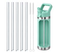 Bluwing Straws Replacement for Yeti Rambler 18 oz Water Bottle, 5 Pcs | Clear Tritan Reusable Straws, Slanted Bottom Design, with 2 Cleaning Brushes, Easy to Clean, BPA-free,Dishwasher Safe