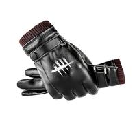 Bluxir Leather Gloves Dead Day.lig-ht, Warm Cashmere Lining, Suitable For Cycling And Motorcycles, Weather(Black 2)
