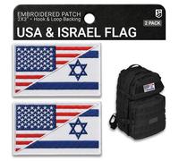 Bluyellow 2-Pack Israeli Flag American Flag Patch Embroidered Hook and Loop Military Morale USA Israel for Army Backpack IDF Uniform Tactical Vest Helmet Jacket Hat 2x3 Inches