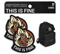 Bluyellow 2-Pack This is Fine Patch Hook & Loop Embroidered Tactical Morale Funny Meme This is Fine Dog Patch for Tactical Backpack Vest Dog Harness Hat Jacket Sew on 2.75x3 Inches