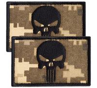 Bluyellow 2Pcs 3x2 Digital Camo Skull Patch Set, Hook and Loop Embroidered Military Morale Tactical Patches for Jackets, Military Backpack, Bulletproof Vest, Dog Harness, Sew on Opt, 3x2 Inches