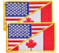 Bluyellow 2Pcs Canadian Flag American Flag Patch Sew on Opt, Embroidered USA Flag Canada Flag Patch for Tactical Backpack, Military Vest, Canadian Military, Tactical Patches with Hook & Loop Fastener