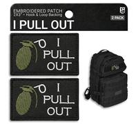 Bluyellow 2Pcs I Pull Out Patch, Embroidered Grenade Patch, Hook and Loop Tactical Morale Military Funny Patches for Tactical Backpack, Vest, Hat, Dog Harness, Sew on Option, Black, 2x3 Inches