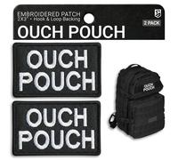 Bluyellow 2Pcs Ouch Pouch Patch, Embroidered Hook and Loop Medical EMS First Aid Patch for Backpack, Tactical Vest, Ifak Pouch, First Aid Kit Bag, Dog Vest, MOLLE, Black, 2x3 Inches