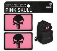Bluyellow 2Pcs Pink Skull Patch, Embroidered Tactical Patches for Military Backpack, Tactical Vest, Military Helmet, Dog Vest Harness, Airsoft, Morale Patches with Hook and Loop, 2x3