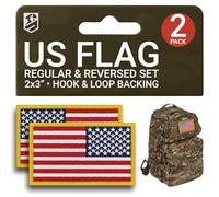 Bluyellow 2Pcs Regular and Reversed American Flag Patch Set, Hook & Loop Embroidered USA Patches, Military Tactical American Patch for Tactical Backpack, Vest, Hat, USA flag, Sew on Option, 2x3 Inches