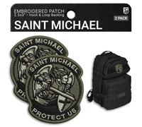 Bluyellow 2Pcs Saint Michael Patch, Embroidered Hook & Loop Police SWAT Morale Military St Michael Patch for Tactical Backpack, Dog Harness, Tactical Vest, Helmet, Military Gear, Sew on Opt, 3x2.5