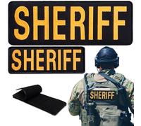 Bluyellow 2Pcs Sheriff Patch Set, Hook and Loop Embroidered Sheriff Patch for Vest Jacket, Police Vest, Tactical Backpack, Dog Harness, Law Enforcement Officers, Yellow, 3.5x9.8 and 1.8x4.9 Inches