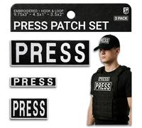 Bluyellow 3-Pack Press Patch Secure Attachment Quality Hook & Loop Embroidered Patch for Press Vest Tactical Body Armor Photographer Vest Tactical Backpack Press Badge