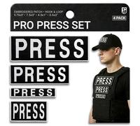 Bluyellow 4-Pack Press Patch Set Clear Identification Secure Attachment Quality Hook & Loop Embroidered Patch for Photojournalist Vest Photographer Vest Backpack Press Badge