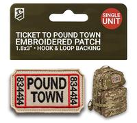 Bluyellow Ticket to Pound Town Patch Embroidered Sew on Hook and Loop Pound Town Tickets Morale Funny Patches for Tactical Backpack Bulletproof Vest Hat Dog Vest Harness Beige 1.8x3 Inches