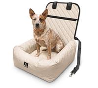 BLUZELLE Dog Car Seat Travel Pet Bed, 2-in-1 Dog Bed for Small Dogs & Medium Sized Dogs, Removable Cover & Mat, Oxford Fabric Washable Waterproof Anti Slip Bottom, Booster Seat Pet Belt, Color:Beige
