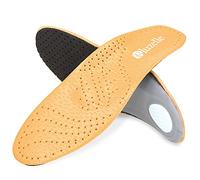 BLUZELLE Genuine Leather Insoles with Arch Support, Breathable Comfort Shoe Insert, Foot Bed Ensures Relief, Protection, Strengthening, Size:7/8