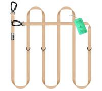BLUZELLE Waterproof Dog Lead 3m, Adjustable Double Lead for 2 Dogs, Hands Free Dog Leash Biothane Line, 2x Strong Carabiner Clip 360° Aluminium, Anti Slip Tangle Free Dirt-Repellent, Color:Beige