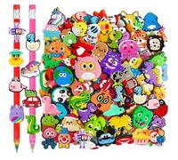 Blvochnnt 100 Pcs Pencil Topper Decoration,Mixed Style Pen Straw Clips Toppers Charms Accessories for Pupil Student Supplies,Teacher Rewards Prize,Back to School World Book Day Gift