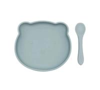 BLW Essentials Bear Plate and Spoon - Dusky Blue