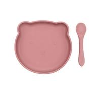 BLW Essentials Bear Plate and Spoon - Dusty Rose