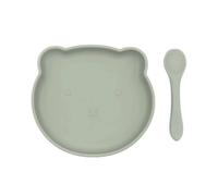 BLW Essentials Bear Plate and Spoon - Sage