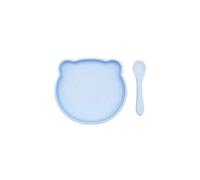 BLW Essentials Silicone Suction Plate & Spoon Set - Bear in Baby Blue BLW Essentials Baby Blue