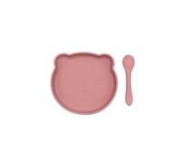 BLW Essentials Silicone Suction Plate & Spoon Set - Bear in Rose BLW Essentials Rose