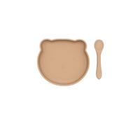 BLW Essentials Silicone Suction Plate & Spoon Set - Bear in Taupe BLW Essentials Taupe